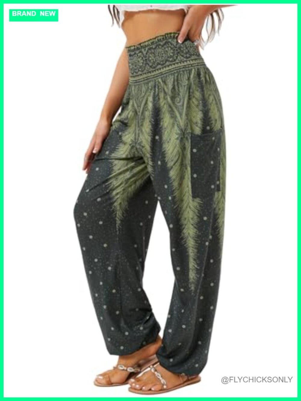 High Waist Harem Pants with Pockets, Boho Yoga Trousers